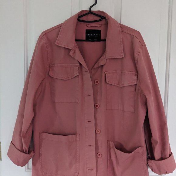 Sanctuary Chore Utility Shacket Jacket Shirt Size Medium Dusty Rose Pink - Picture 2 of 5